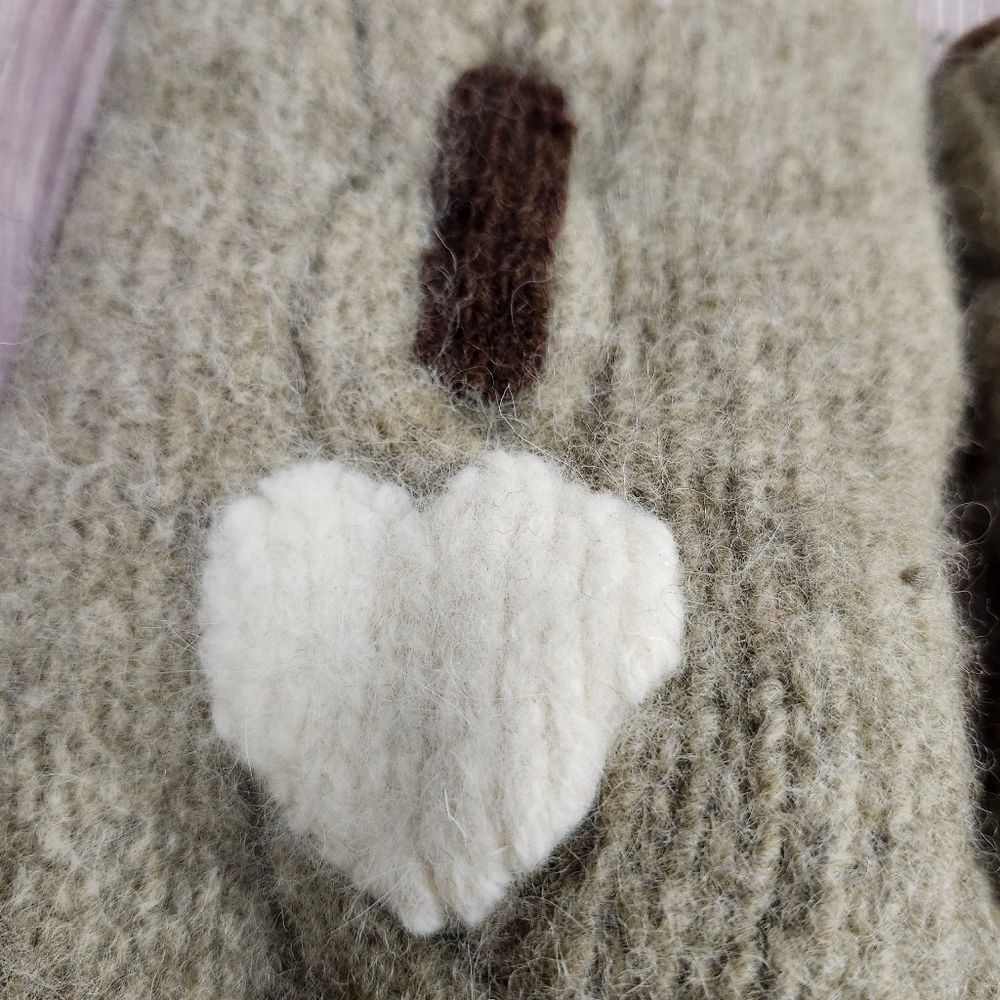 Wool felted hand crafted i love snow mittens Sz M/L - Picture 7 of 7